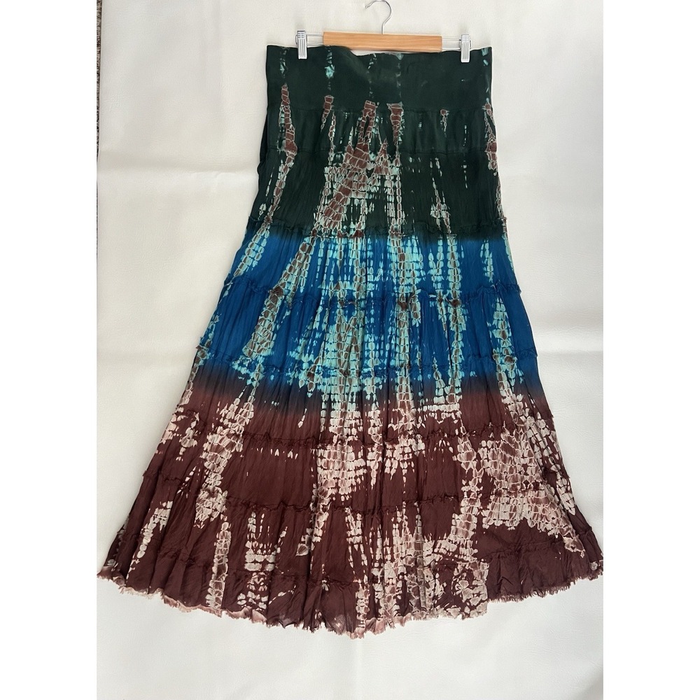 Romeo & Juliet Couture Women's XL Multicolor Tiered Maxi Skirt Boho Festival